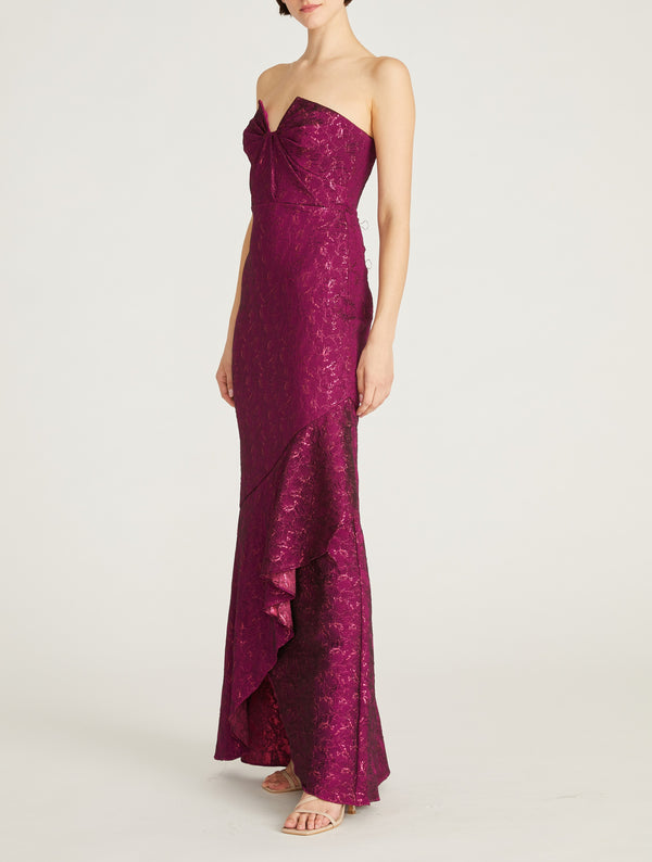 Aimee Strapless Jacquard Gown