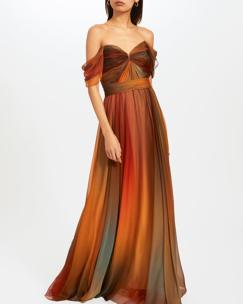 Sunset Multi Ombré Chiffon Gown