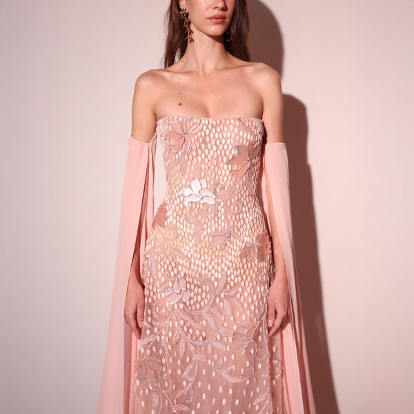 Beaded Tulle Dress with Resin Acrylic Detailing