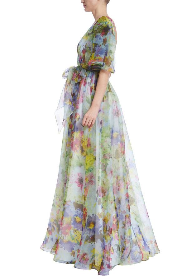 Printed Organza Gown