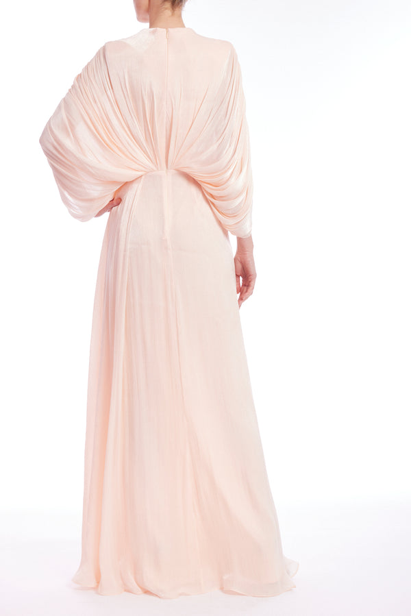 Pleated V-Neck Gown