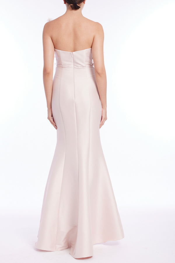 Strapless Feather Fan Mermaid Gown