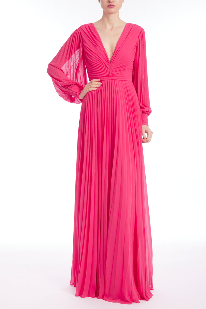 Soft Long Deep V-Neck Gown