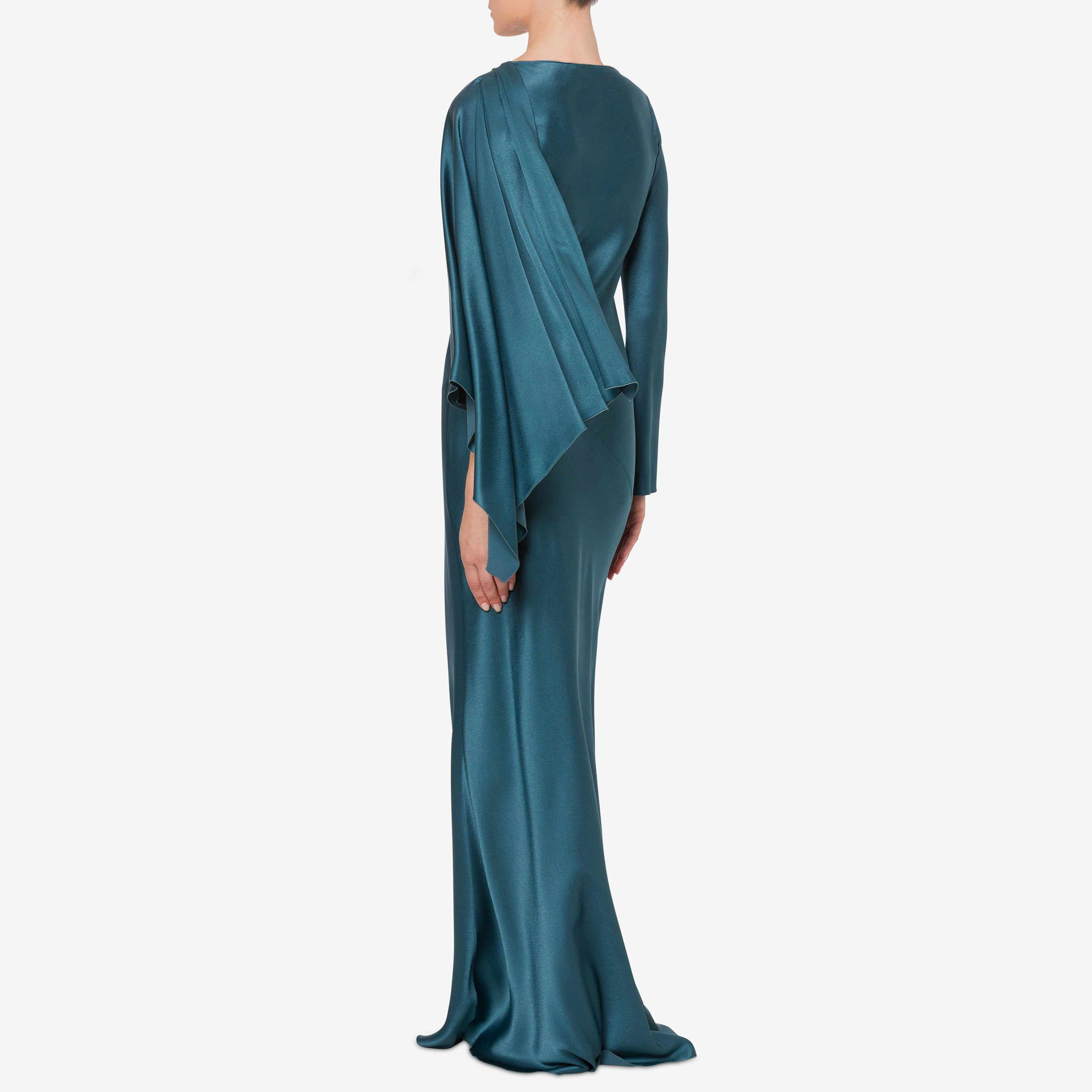 スカート A FERRETTI Chiffon dress Green Satin Chiffon Dress With Laser-Cut Leaves - Alberta Ferretti