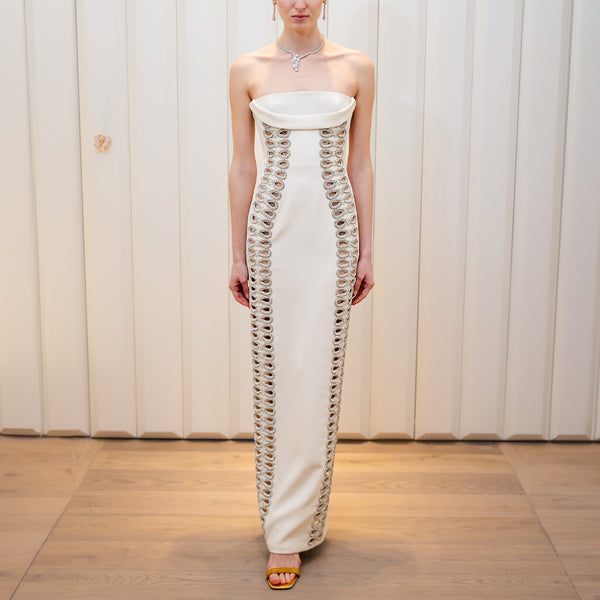 Crepe Strapless Dress with Bow Cut-outs