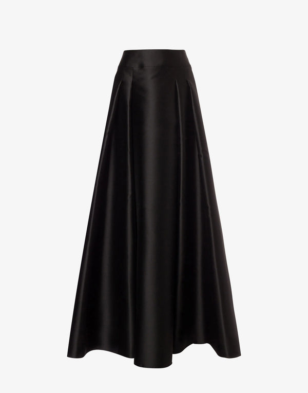 Mikado Black High Waist Long Skirt