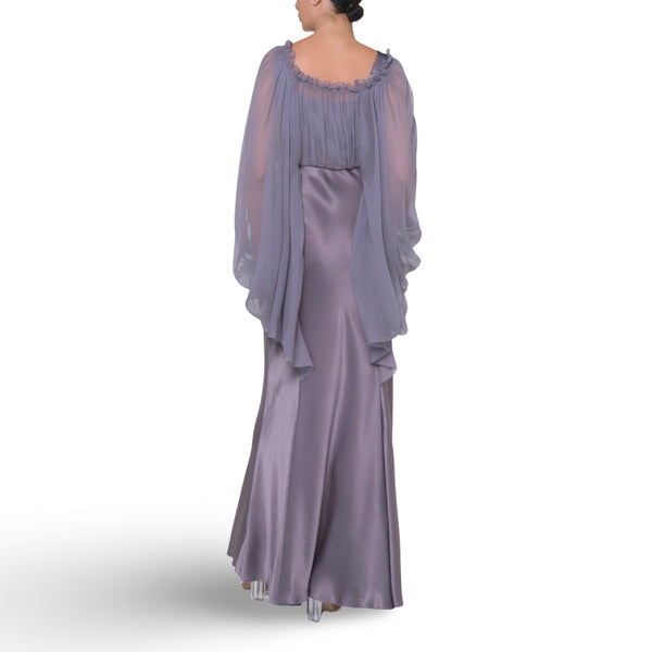 Violet Long Sleeve Satin long Gown