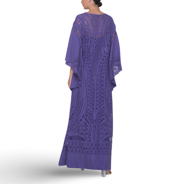 Crochet Lace Violet Long Sleeve Gown