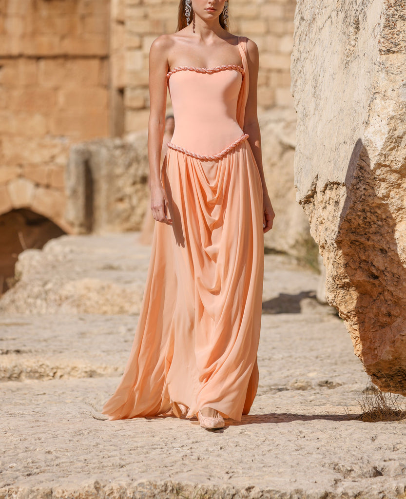 Strapless Dress With Draped Skirt