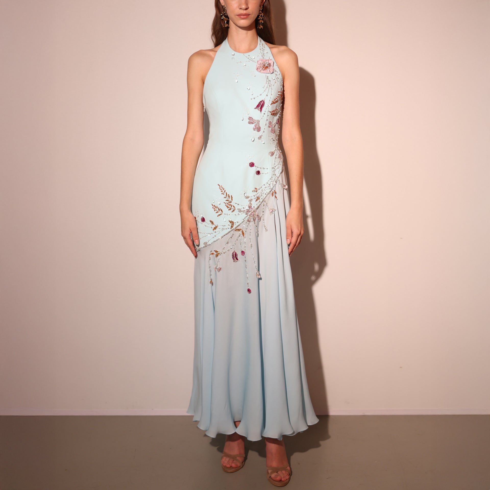 Halter Dress with Structured Crepe Bodice by georges hobeika Elilhaam Halter Dress with Structured Crepe Bodice by georges hobeika Elilhaam