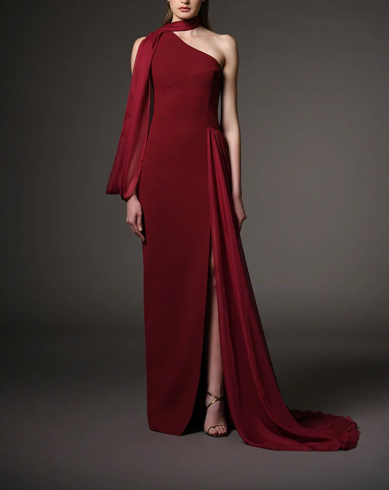 Burgundy crepe dress hotsell