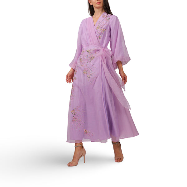 Lilac Overlap Organza Dress