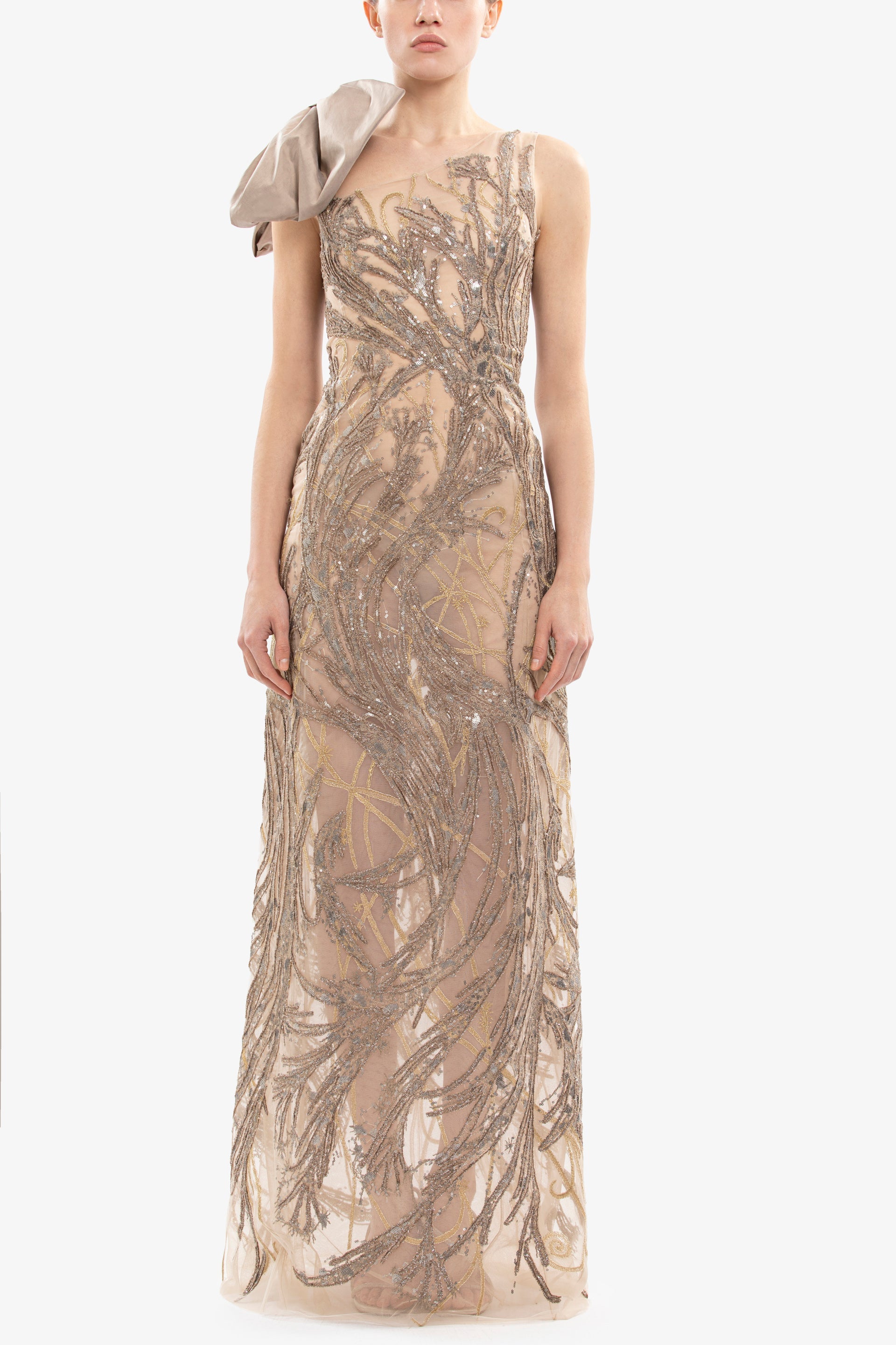 saiid kobeisy gold dress Light gold taffeta dress – Saiid Kobeisy Online main image 0