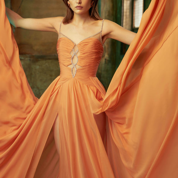 Majical Draped Tulle Dress with Spark Cutouts