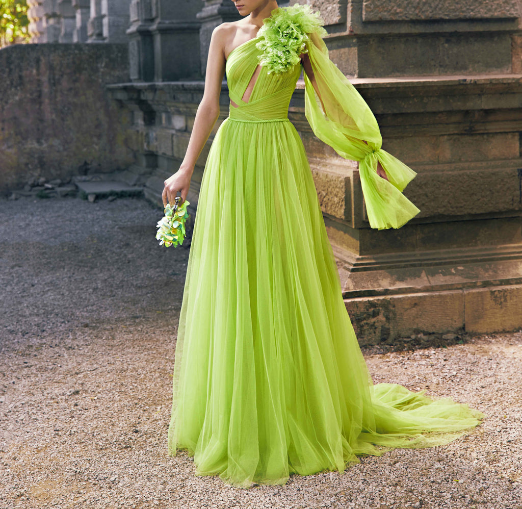 Draped One Shoulder Gown