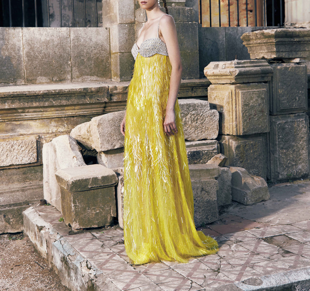 Sequined Embroidered Gown
