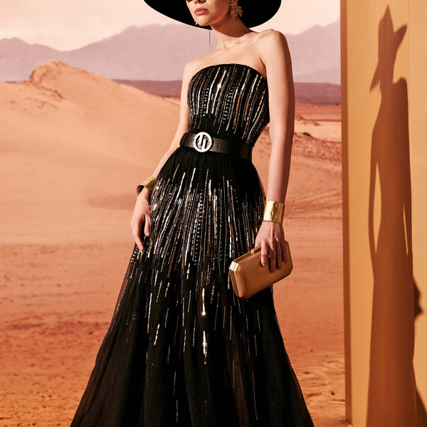 Black Tulle Srapless Dress