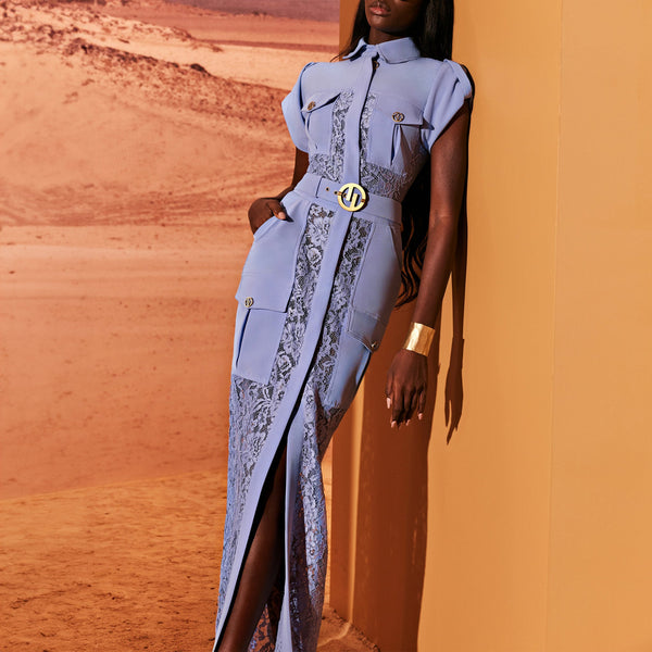 Blue Serenity Shirt-Dress With Lace
