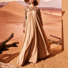Camel Empire-Cut Dress With Pleats by Tony Ward