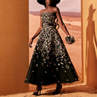 Gold Contrast Embellished Tulle Dress by Tony Ward
