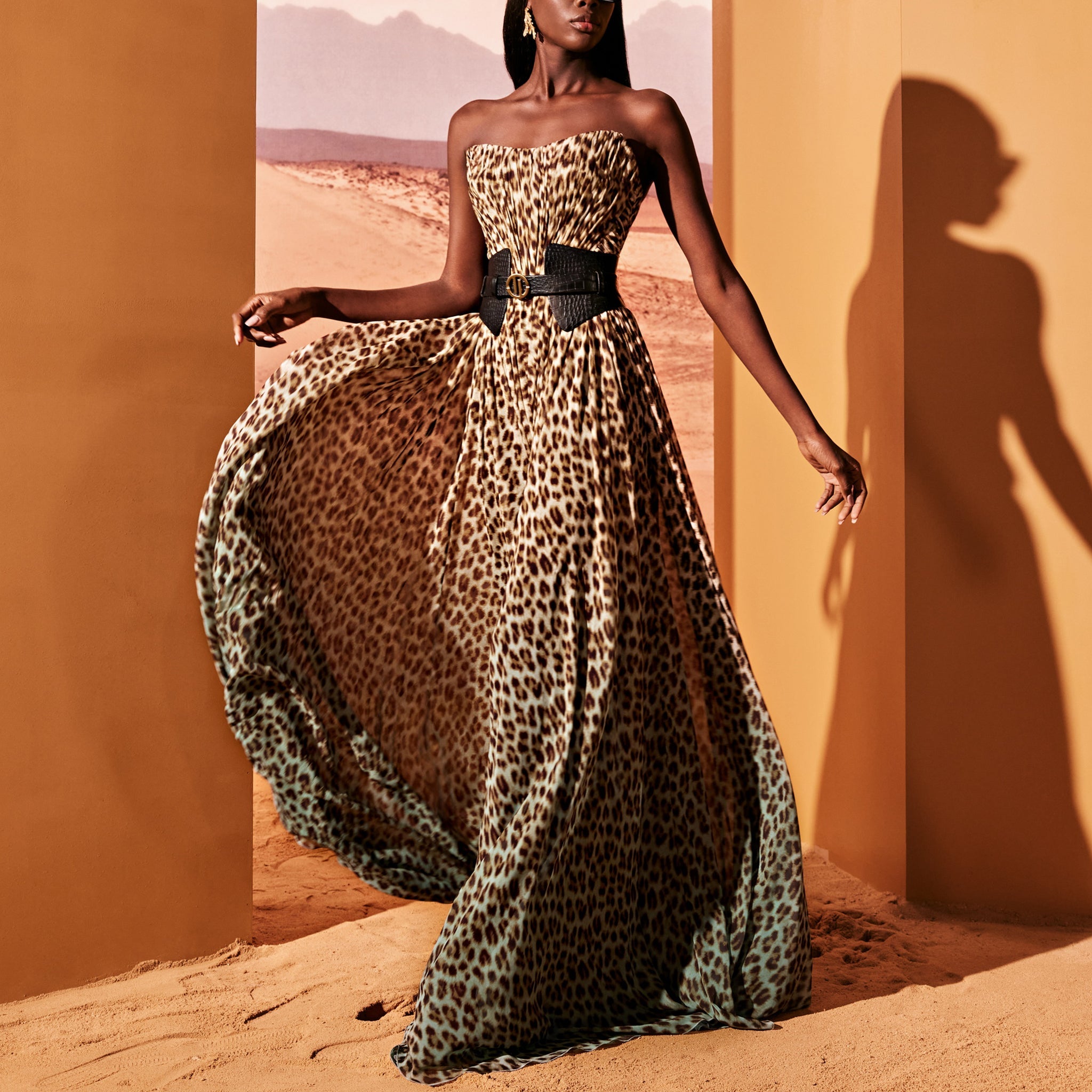 Edgy Strapless Silk Georgette Dress by Tony Ward