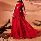 Asymmetrical Rubin Red Muslin Dress by Tony Ward