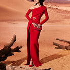 Rubin Red Crepe Dress With Peplum by Tony Ward