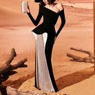 Black Crepe Dress With Silver Skirt by Tony Ward