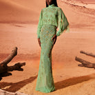 Water Green Tulle Dress With Short Cape by Tony Ward