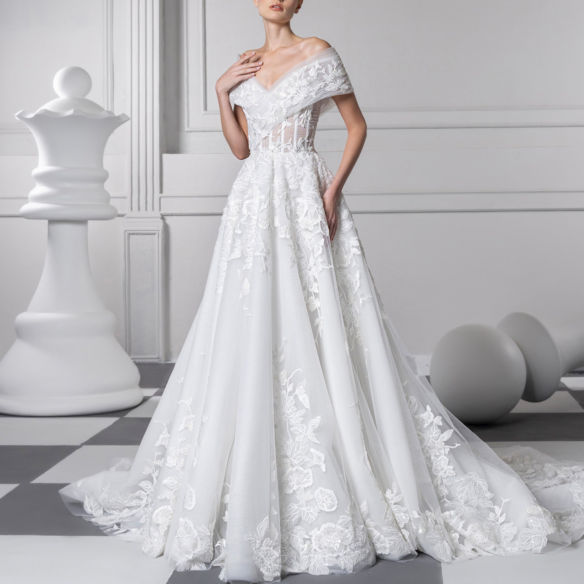 Layered Tulle Corset Dress by Tony Ward