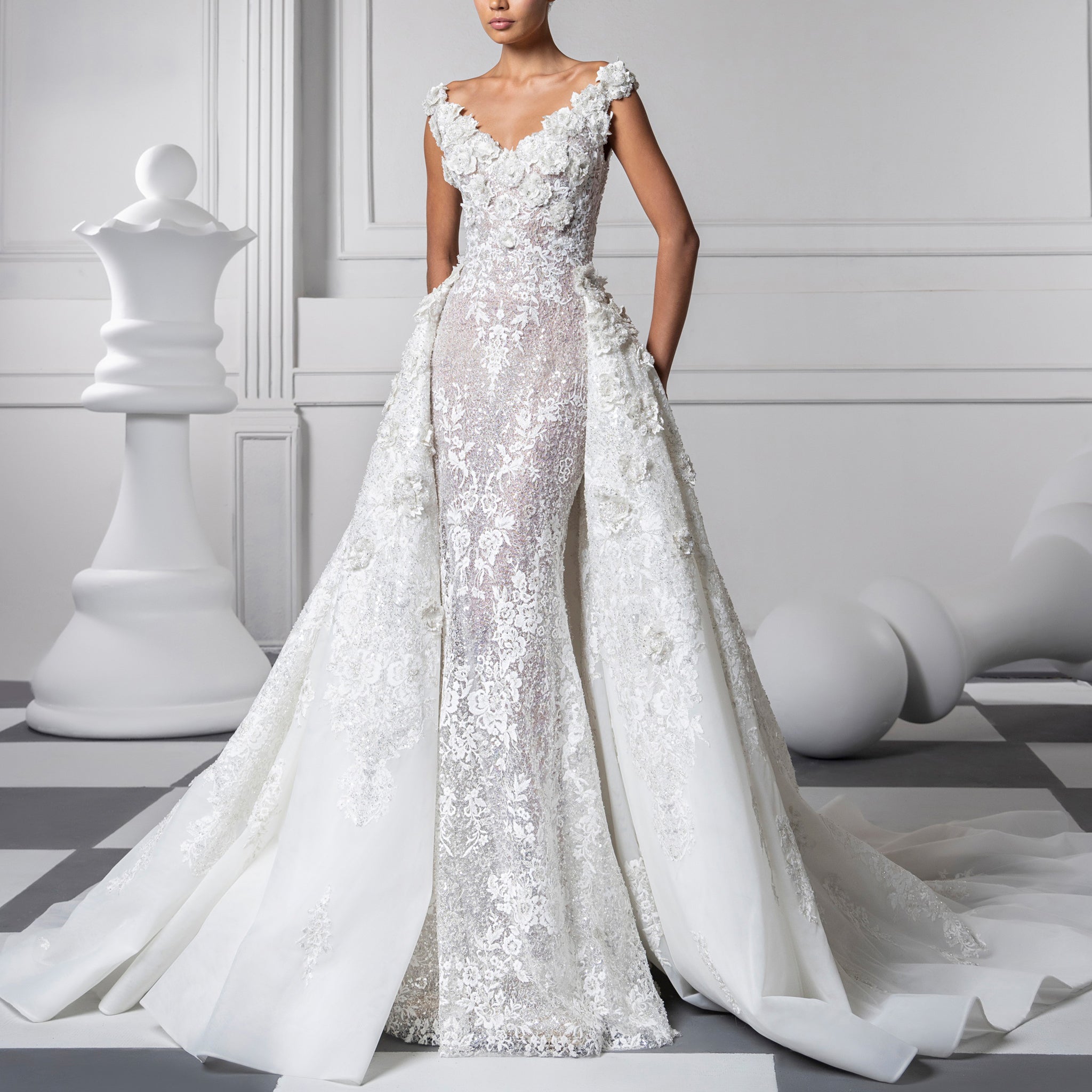 Glowing Mermaid with Flower Appliques by Tony Ward