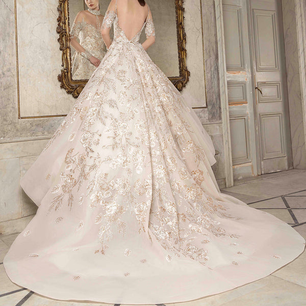 Roses Embroidered Tulle Gown