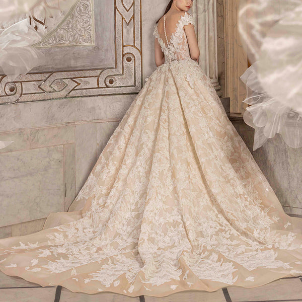 Leaves Embroidered Ball Gown