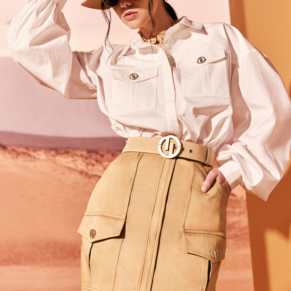 White Poplin Shirt With Puffy Sleeves