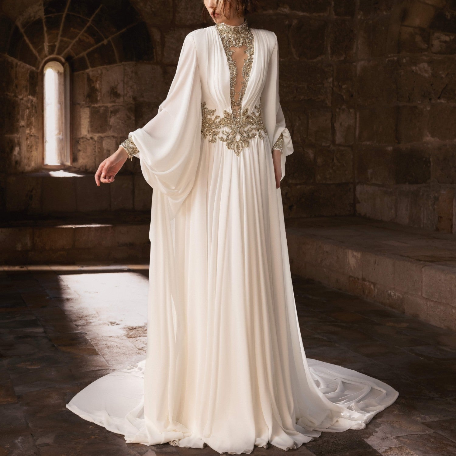 White Embroidered Kaftan Dress