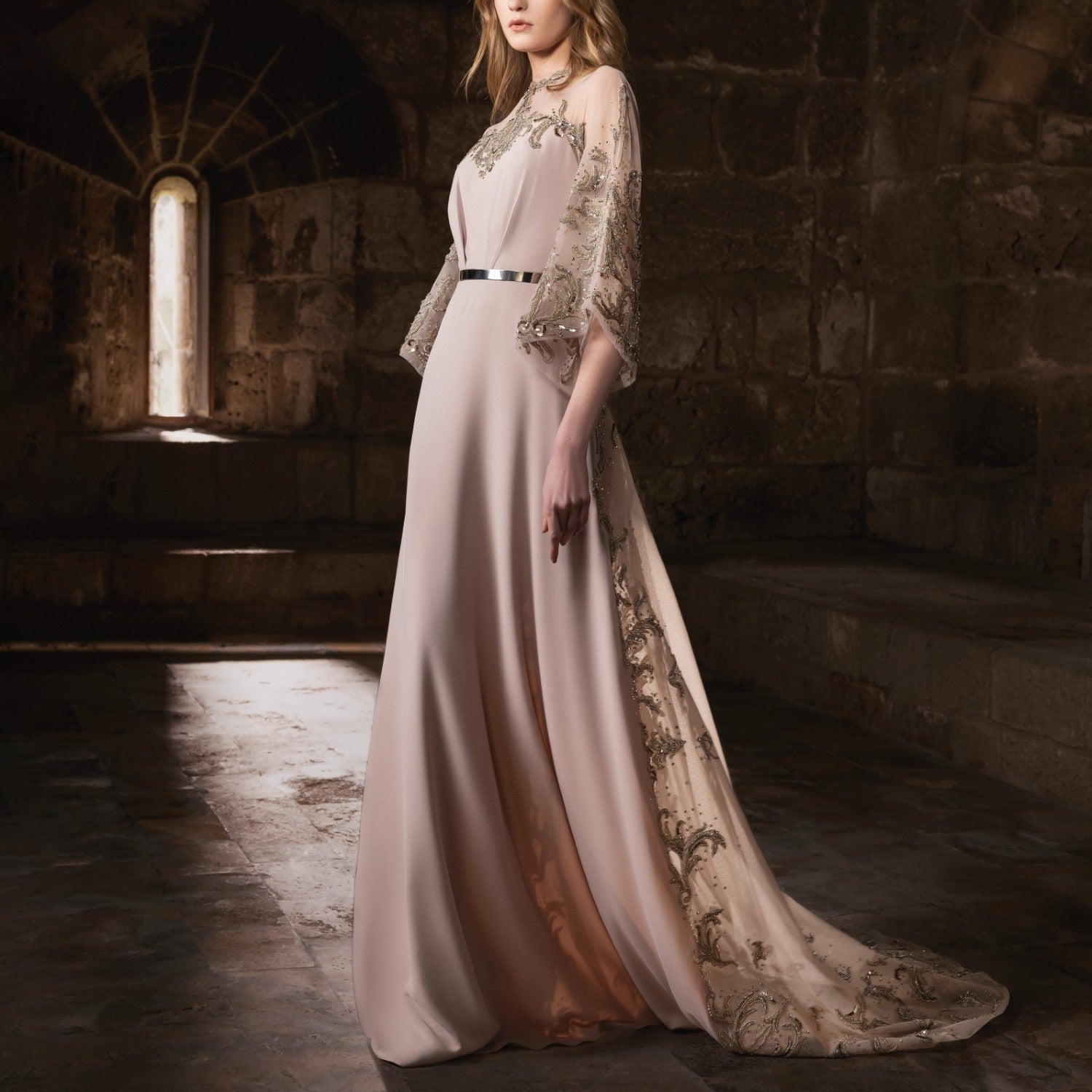 A Timeless Crepe Gown With A Fitted Bodice