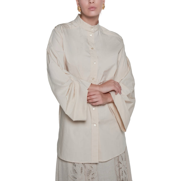 Beige Long Sleeve Poplin Shirt