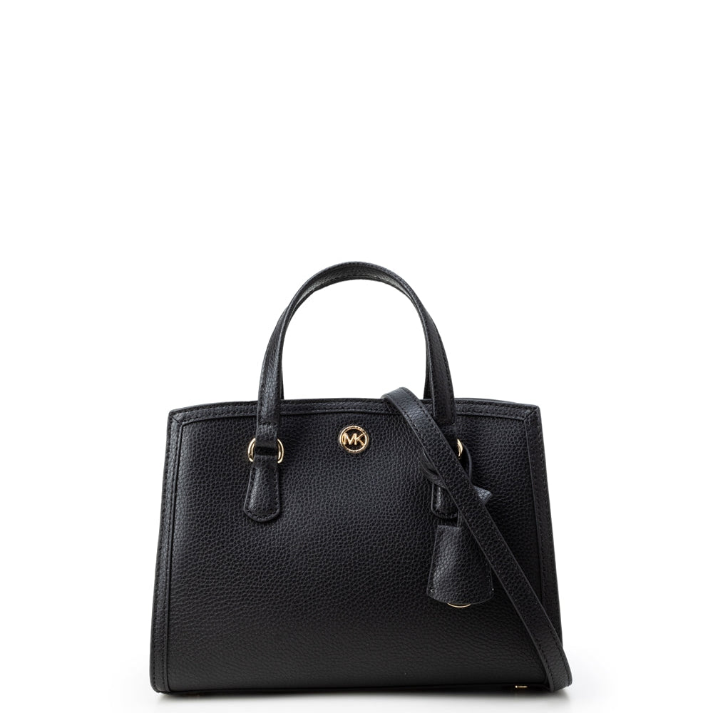 Black Chantal Small Pebbled Leather Messenger Bag