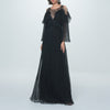 Black Chiffon Dress with Embroidery Embellishment