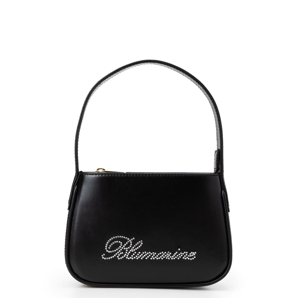 Black Crystal-embellished Leather Mini Bag
