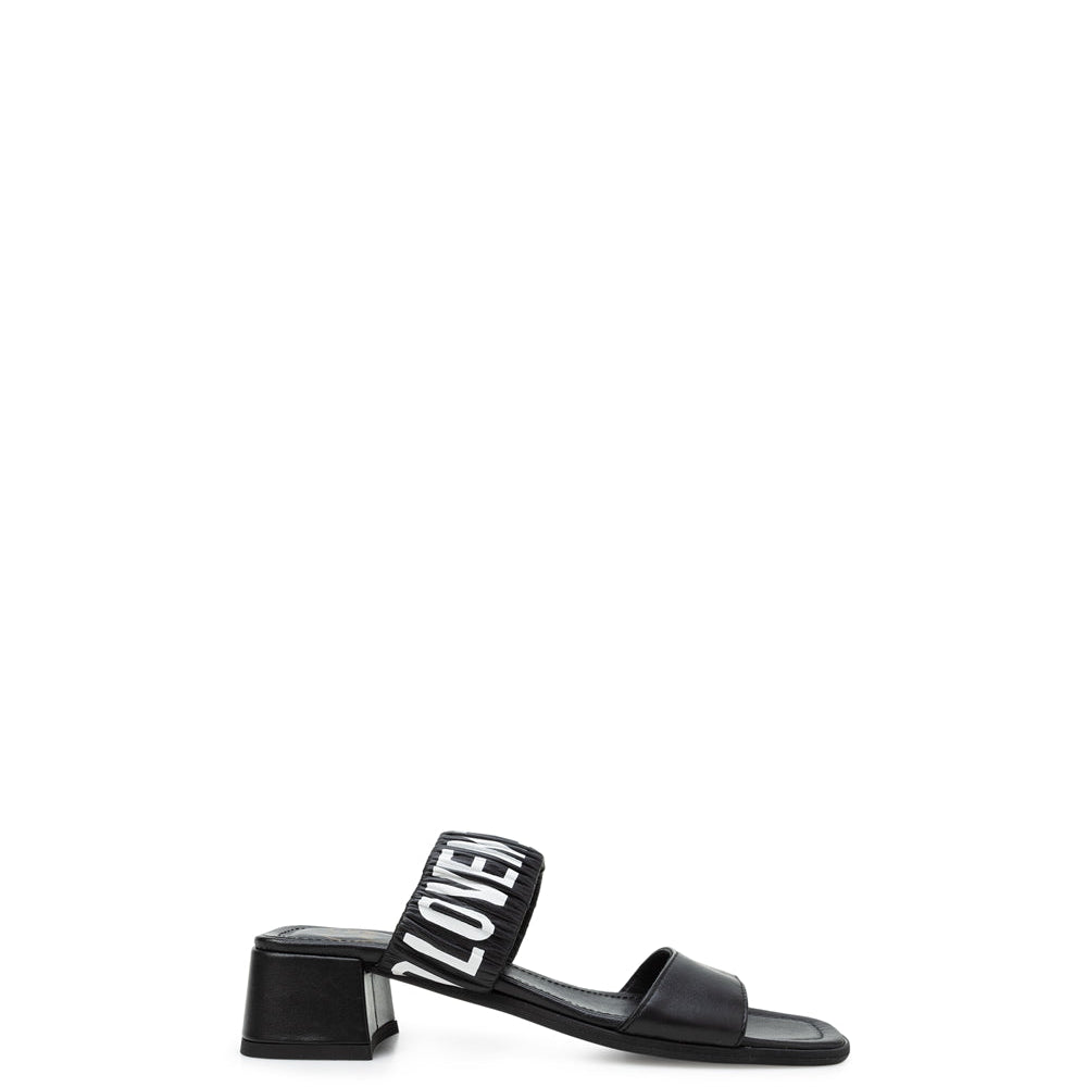 Black Logo-print Leather Mules