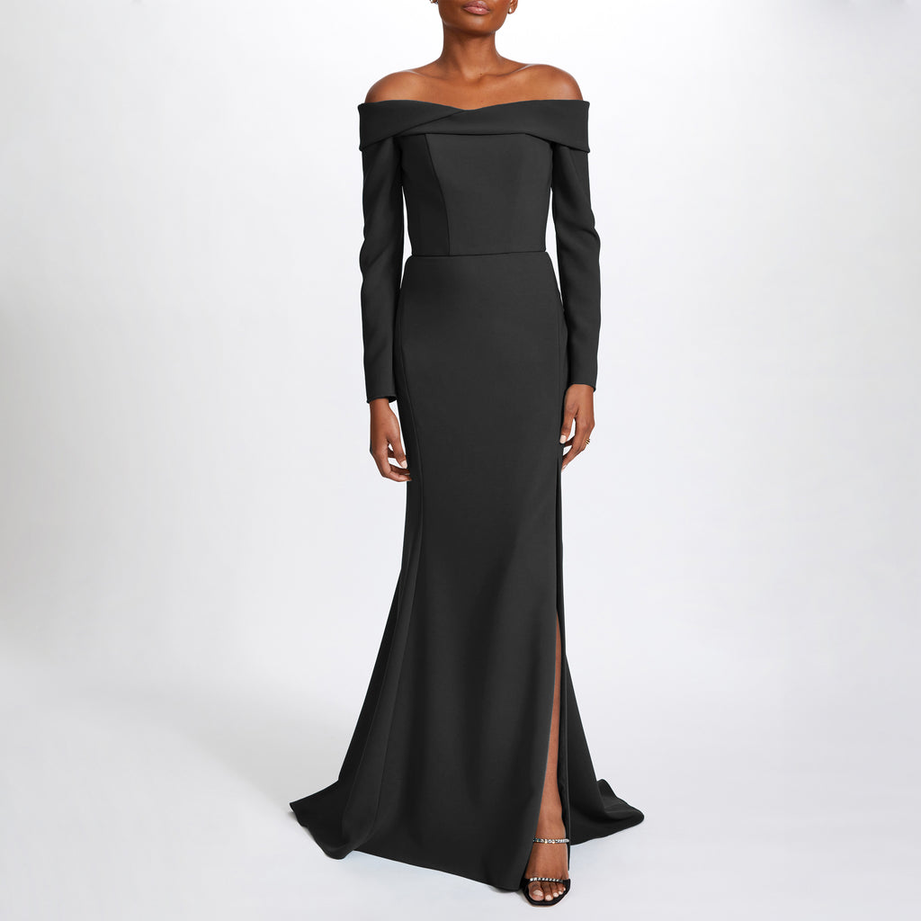 Italian Stretch Crepe Fit to Flare Gown