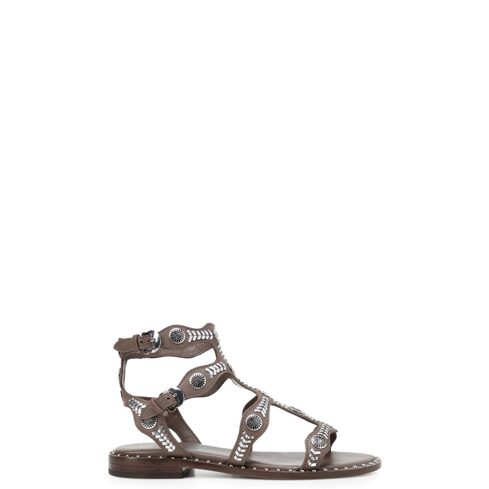 Brown Pacha Stud-embellished Sandals