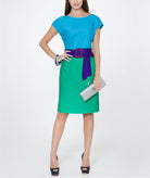 Color Block Blue Green Dress, BOUTIQUE MOSCHINO - elilhaam.com