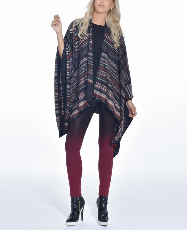 Crochet-knit Wool Poncho Black/Brown, MISSONI - elilhaam.com