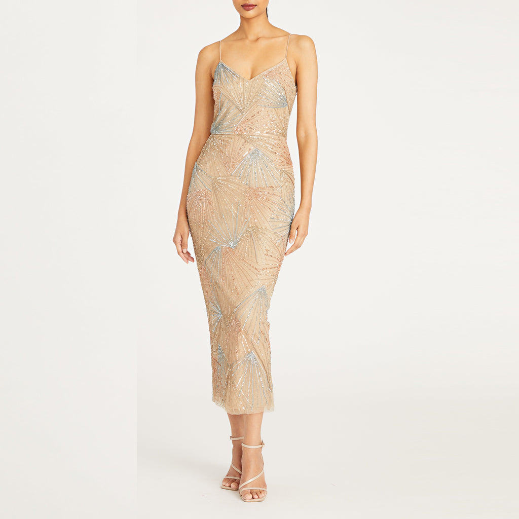 Diana Beaded Tea Length Dress