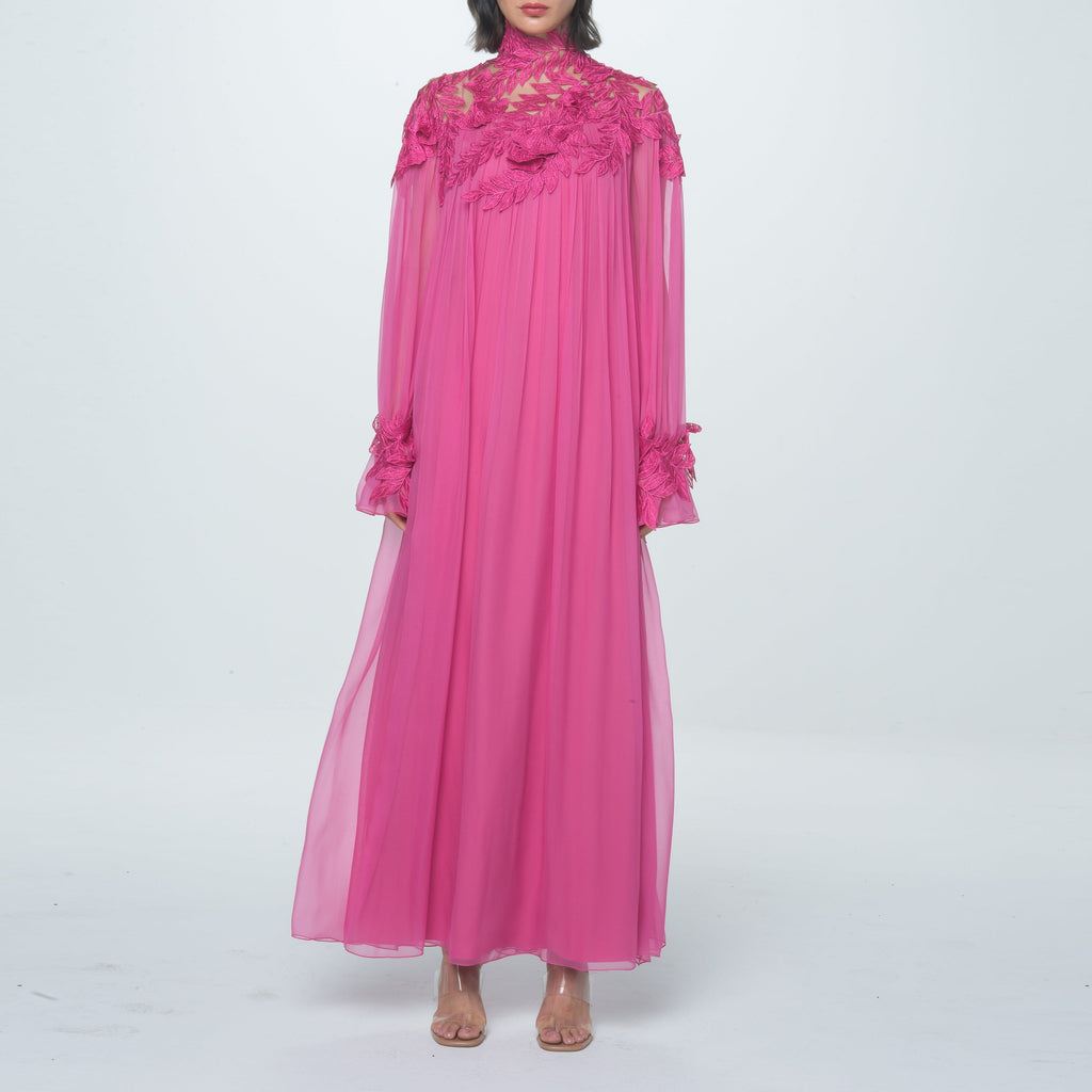 Fucsia Organic Chiffon Long Dress