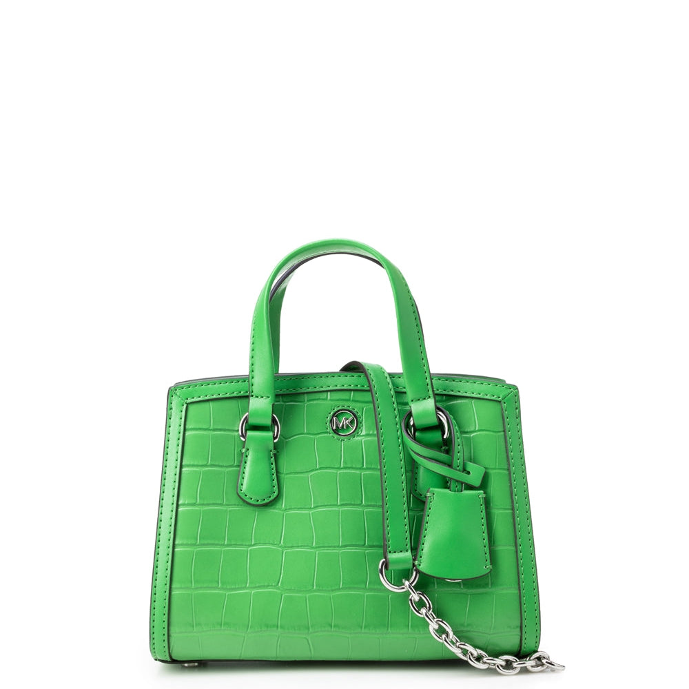Green Chantal Extra-Small Crocodile Embossed Leather Messenger Bag