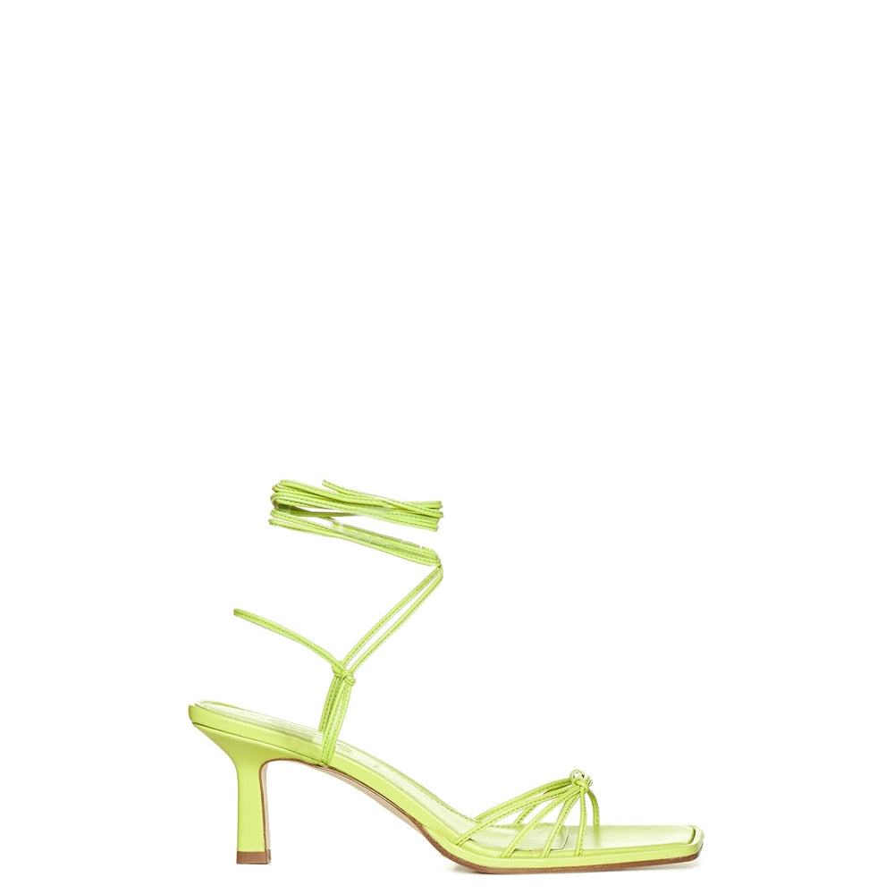 Green Lace-up 75mm Leather Sandals