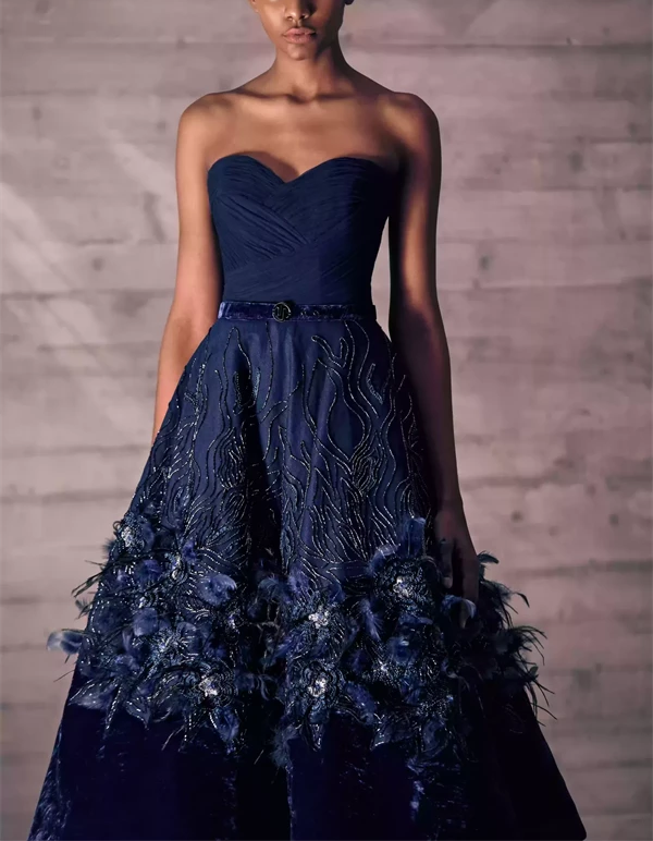 Embroidered tea length dress hotsell